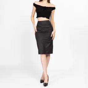 XS 90s Charcoal Grey Animal Print Pencil Skirt 24"