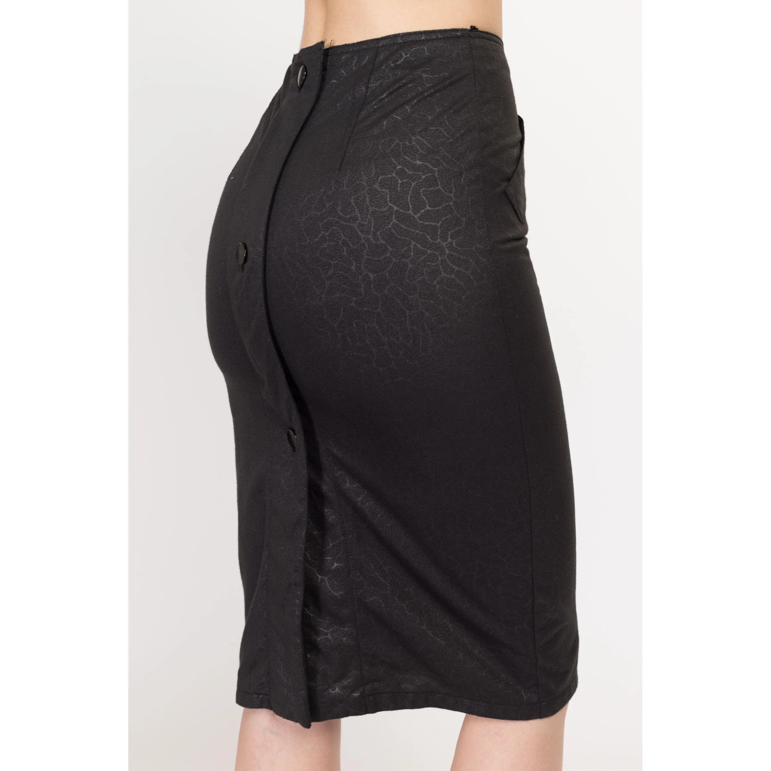 XS 90s Charcoal Grey Animal Print Pencil Skirt 24"