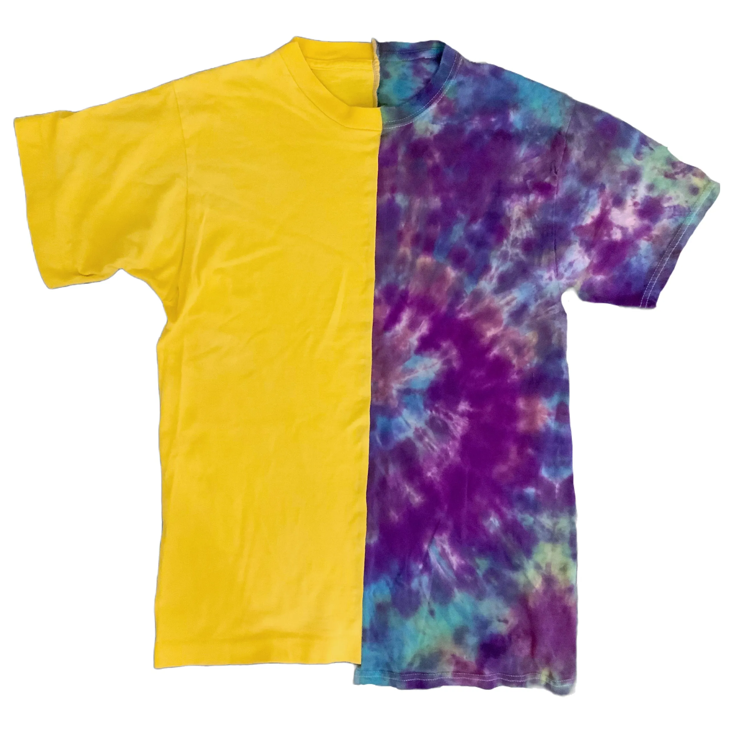 Yellow/Tie-dye Split T-shirt