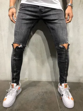 Zipper Jeans - Dark Gray